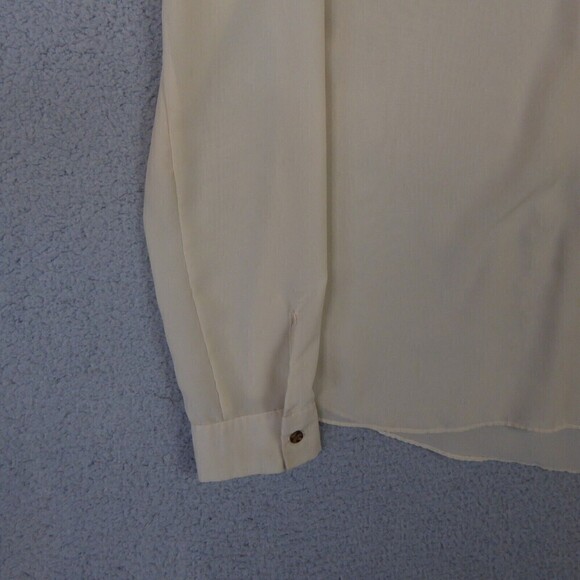 VOLCOM Blouse Women's Large Ivory Lace Long Sleeve Button Down Shirt Sheer - Picture 6 of 11